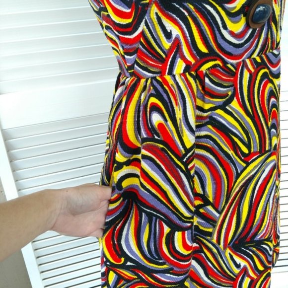 LAST CHANCE Milly multicolor swirl fit flare retro dress pockets 10 - Picture 7 of 8